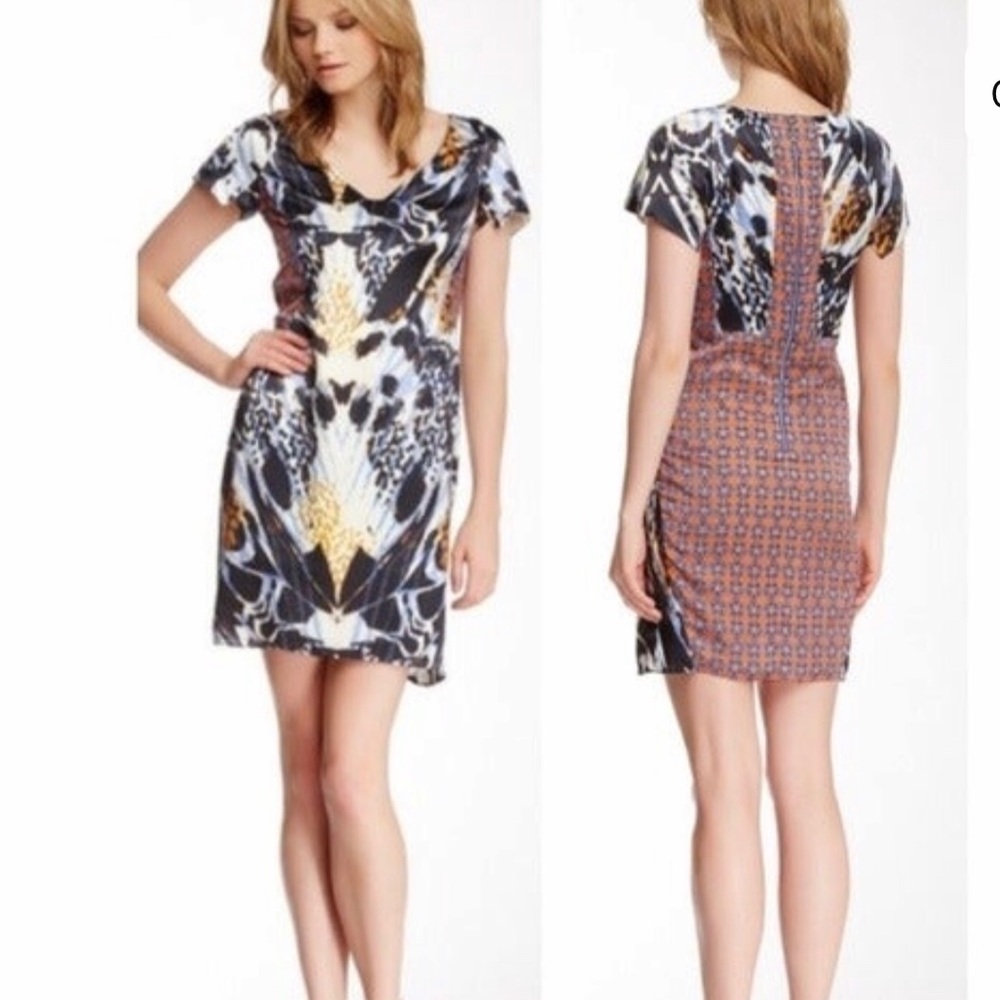 NWT Rachel Roy mixed print silk dress size 4